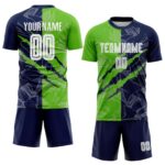 Benutzerdefinierte Graffiti Muster Aurora Grün-Navy Scratch Sublimation Fußball Uniform Jersey – Bild 2