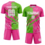 Benutzerdefinierte Graffiti Muster Aurora Grün-Pink Scratch Sublimation Fußball Uniform Jersey – Bild 2