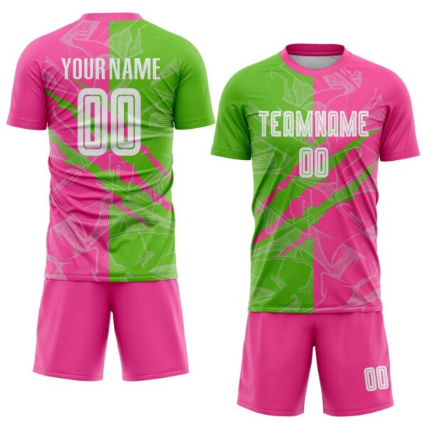 Benutzerdefinierte Graffiti Muster Aurora Grün-Pink Scratch Sublimation Fußball Uniform Jersey – Bild 2