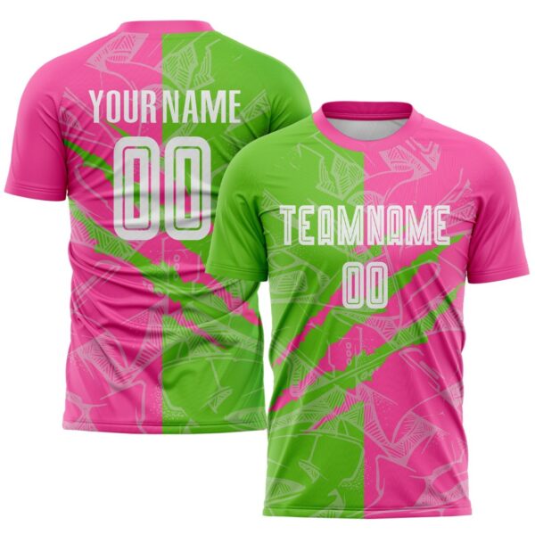 Benutzerdefinierte Graffiti Muster Aurora Grün-Pink Scratch Sublimation Fußball Uniform Jersey – Bild 1