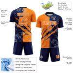Benutzerdefinierte Graffiti Muster Bay Orange-Navy Scratch Sublimation Fußball Uniform Trikot – Bild 5