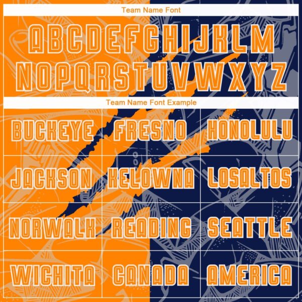 Benutzerdefinierte Graffiti Muster Bay Orange-Navy Scratch Sublimation Fußball Uniform Trikot – Bild 4