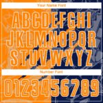 Benutzerdefinierte Graffiti Muster Bay Orange-Navy Scratch Sublimation Fußball Uniform Trikot – Bild 3