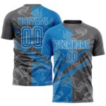 Benutzerdefinierte Graffiti Muster Blau-Stahl Grau Scratch Sublimation Fußball Uniform Jersey