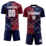 Benutzerdefinierte Graffiti Muster Crimson-Navy Scratch Sublimation Fußball Uniform Jersey – Bild 2