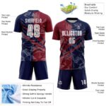 Benutzerdefinierte Graffiti Muster Crimson-Navy Scratch Sublimation Fußball Uniform Jersey – Bild 5