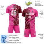 Benutzerdefinierte Graffiti Muster Crimson-Pink Scratch Sublimation Fußball Uniform Jersey – Bild 5