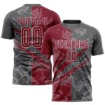 Benutzerdefinierte Graffiti Muster Crimson-Steel Grau Scratch Sublimation Fußball Uniform Jersey