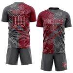 Benutzerdefinierte Graffiti Muster Crimson-Steel Grau Scratch Sublimation Fußball Uniform Jersey – Bild 2