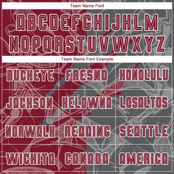 Benutzerdefinierte Graffiti Muster Crimson-Steel Grau Scratch Sublimation Fußball Uniform Jersey – Bild 4