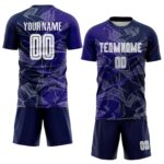 Benutzerdefinierte Graffiti Muster Dunkel Lila-Navy Scratch Sublimation Fußball Uniform Jersey – Bild 2