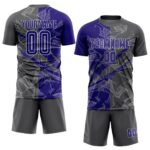 Benutzerdefinierte Graffiti Muster Dunkel Lila-Stahl Grau Scratch Sublimation Fußball Uniform Jersey – Bild 2