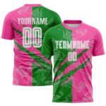 Benutzerdefinierte Graffiti Muster Gras Grün-Rosa Scratch Sublimation Fußball Uniform Jersey