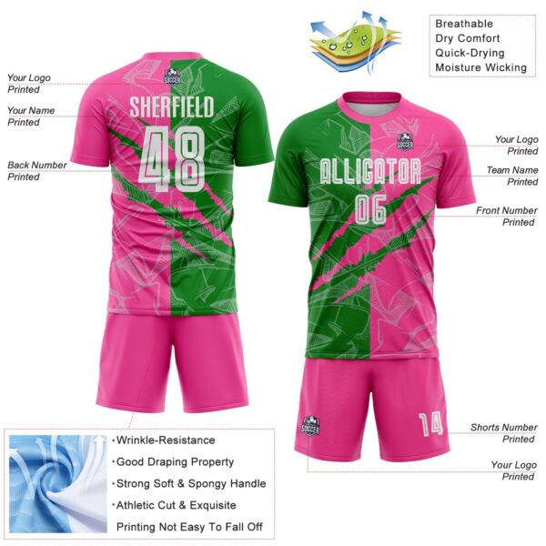 Benutzerdefinierte Graffiti Muster Gras Grün-Rosa Scratch Sublimation Fußball Uniform Jersey – Bild 5