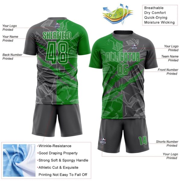 Benutzerdefinierte Graffiti Muster Gras Grün-Stahl Grau Scratch Sublimation Fußball Uniform Jersey – Bild 5