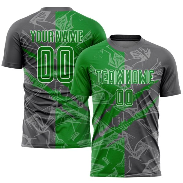 Benutzerdefinierte Graffiti Muster Gras Grün-Stahl Grau Scratch Sublimation Fußball Uniform Jersey – Bild 1