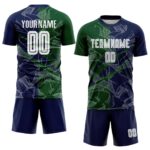 Benutzerdefinierte Graffiti Muster Grün-Navy Scratch Sublimation Fußball Uniform Trikot – Bild 2