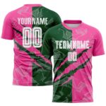 Benutzerdefinierte Graffiti Muster Grün-Rosa Scratch Sublimation Fußball Uniform Jersey