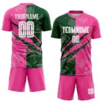 Benutzerdefinierte Graffiti Muster Grün-Rosa Scratch Sublimation Fußball Uniform Jersey – Bild 2