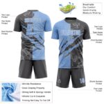 Benutzerdefinierte Graffiti Muster Hellblau-Stahlgrau Scratch Sublimation Fußball Uniform Jersey – Bild 5