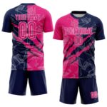 Benutzerdefinierte Graffiti Muster Hot Pink-Navy Scratch Sublimation Fußball Uniform Jersey – Bild 2