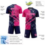 Benutzerdefinierte Graffiti Muster Hot Pink-Navy Scratch Sublimation Fußball Uniform Jersey – Bild 4