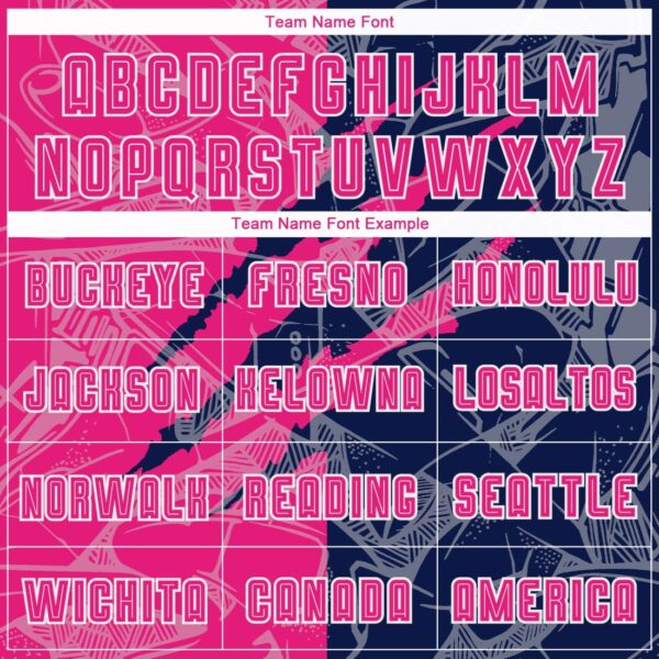 Benutzerdefinierte Graffiti Muster Hot Pink-Navy Scratch Sublimation Fußball Uniform Jersey – Bild 5
