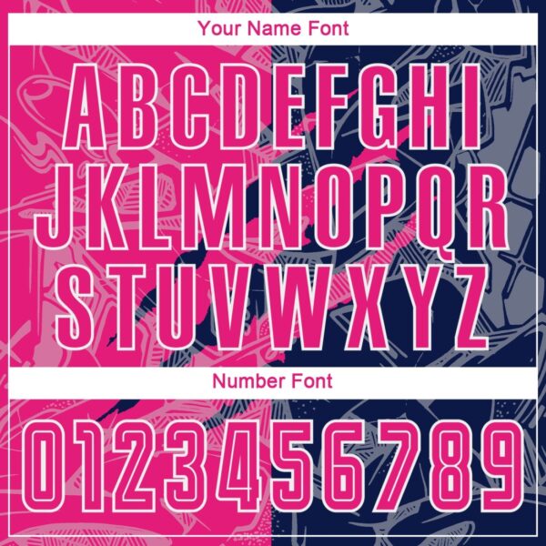 Benutzerdefinierte Graffiti Muster Hot Pink-Navy Scratch Sublimation Fußball Uniform Jersey – Bild 6