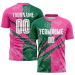 Benutzerdefinierte Graffiti Muster Kelly Grün-Pink Scratch Sublimation Fußball Uniform Jersey
