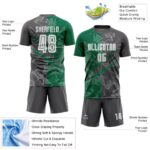 Benutzerdefinierte Graffiti Muster Kelly Grün-Stahl Grau Scratch Sublimation Fußball Uniform Jersey – Bild 5