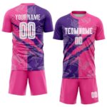 Benutzerdefinierte Graffiti Muster Lila-Rosa Scratch Sublimation Fußball Uniform Jersey – Bild 2