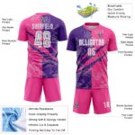Benutzerdefinierte Graffiti Muster Lila-Rosa Scratch Sublimation Fußball Uniform Jersey – Bild 4