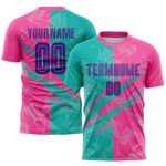 Benutzerdefinierte Graffiti Muster Lila Teal-Pink Scratch Sublimation Fußball Uniform Jersey