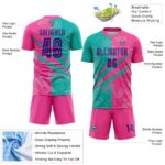 Benutzerdefinierte Graffiti Muster Lila Teal-Pink Scratch Sublimation Fußball Uniform Jersey – Bild 4