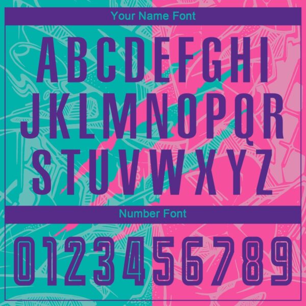 Benutzerdefinierte Graffiti Muster Lila Teal-Pink Scratch Sublimation Fußball Uniform Jersey – Bild 6