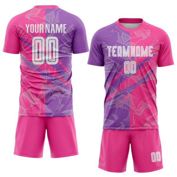 Benutzerdefinierte Graffiti Muster Medium Lila-Pink Scratch Sublimation Fußball Uniform Trikot – Bild 2