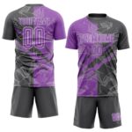 Benutzerdefinierte Graffiti Muster Medium Lila-Stahl Grau Scratch Sublimation Fußball Uniform Jersey – Bild 2