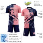 Benutzerdefinierte Graffiti Muster Medium Rosa-Navy Scratch Sublimation Fußball Uniform Trikot – Bild 4