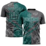 Benutzerdefinierte Graffiti Muster Mitternacht Grün-Stahl Grau Scratch Sublimation Fußball Uniform Jersey