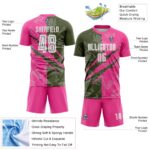 Benutzerdefinierte Graffiti Muster Oliv-Pink Scratch Sublimation Fußball Uniform Trikot – Bild 5