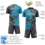 Benutzerdefinierte Graffiti Muster Panther Blau-Stahl Grau Scratch Sublimation Fußball Uniform Jersey – Bild 5