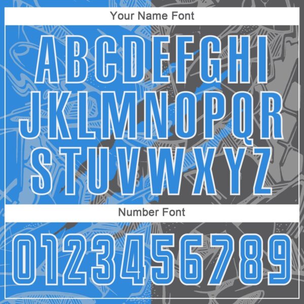 Benutzerdefinierte Graffiti Muster Pulver Blau-Stahl Grau Scratch Sublimation Fußball Uniform Jersey – Bild 3