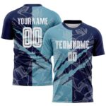 Benutzerdefinierte Graffiti Muster Schatten Blau-Navy Scratch Sublimation Fußball Uniform Jersey