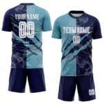 Benutzerdefinierte Graffiti Muster Schatten Blau-Navy Scratch Sublimation Fußball Uniform Jersey – Bild 2