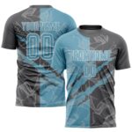 Benutzerdefinierte Graffiti Muster Schatten Blau-Stahl Grau Scratch Sublimation Fußball Uniform Jersey