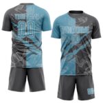 Benutzerdefinierte Graffiti Muster Schatten Blau-Stahl Grau Scratch Sublimation Fußball Uniform Jersey – Bild 2