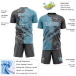 Benutzerdefinierte Graffiti Muster Schatten Blau-Stahl Grau Scratch Sublimation Fußball Uniform Jersey – Bild 5