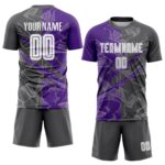 Benutzerdefinierte Graffiti Muster Stahl Grau-Lila Scratch Sublimation Fußball Uniform Jersey – Bild 2