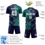 Benutzerdefinierte Graffiti Muster Teal-Navy Scratch Sublimation Fußball Uniform Trikot – Bild 5