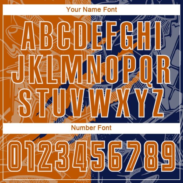 Benutzerdefinierte Graffiti Muster Texas Orange-Navy Scratch Sublimation Fußball Uniform Jersey – Bild 3